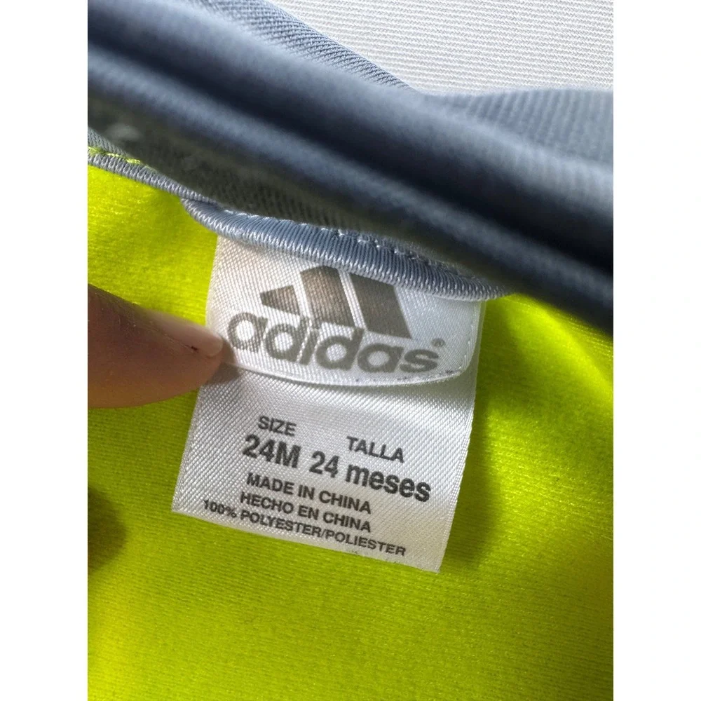 Adidas Boys‎ Track Jacket Neon Yellow Grey Full Zip 24 Months Sporty Stripe